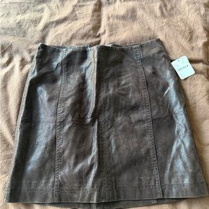 Free People Brown Faux-Leather Mini Skirt